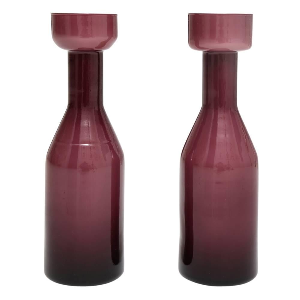 Mid-Century Modern AV Mazzega Vases, Case Glass, Purple Amethyst For Sale