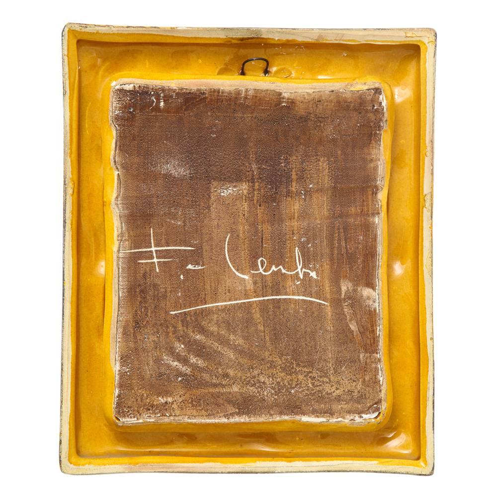 Francois Lembo Spiegel, Keramik, Gold, Rot, Schwarz, Jewell, signiert im Zustand „Gut“ im Angebot in New York, NY
