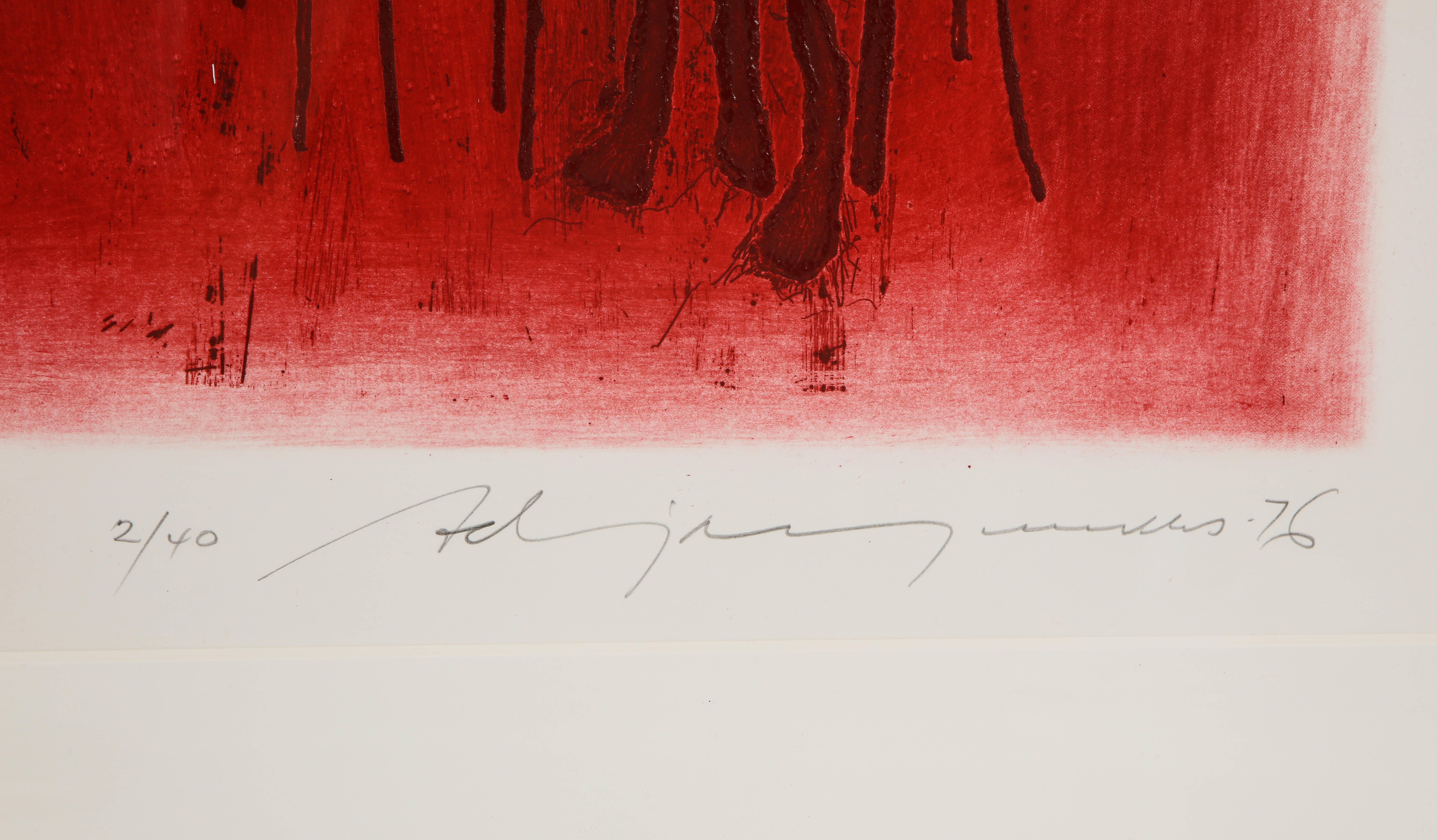 Lithographie abstraite « Red Echo » d'Adja Yunkers, signée Bon état - En vente à New York, NY