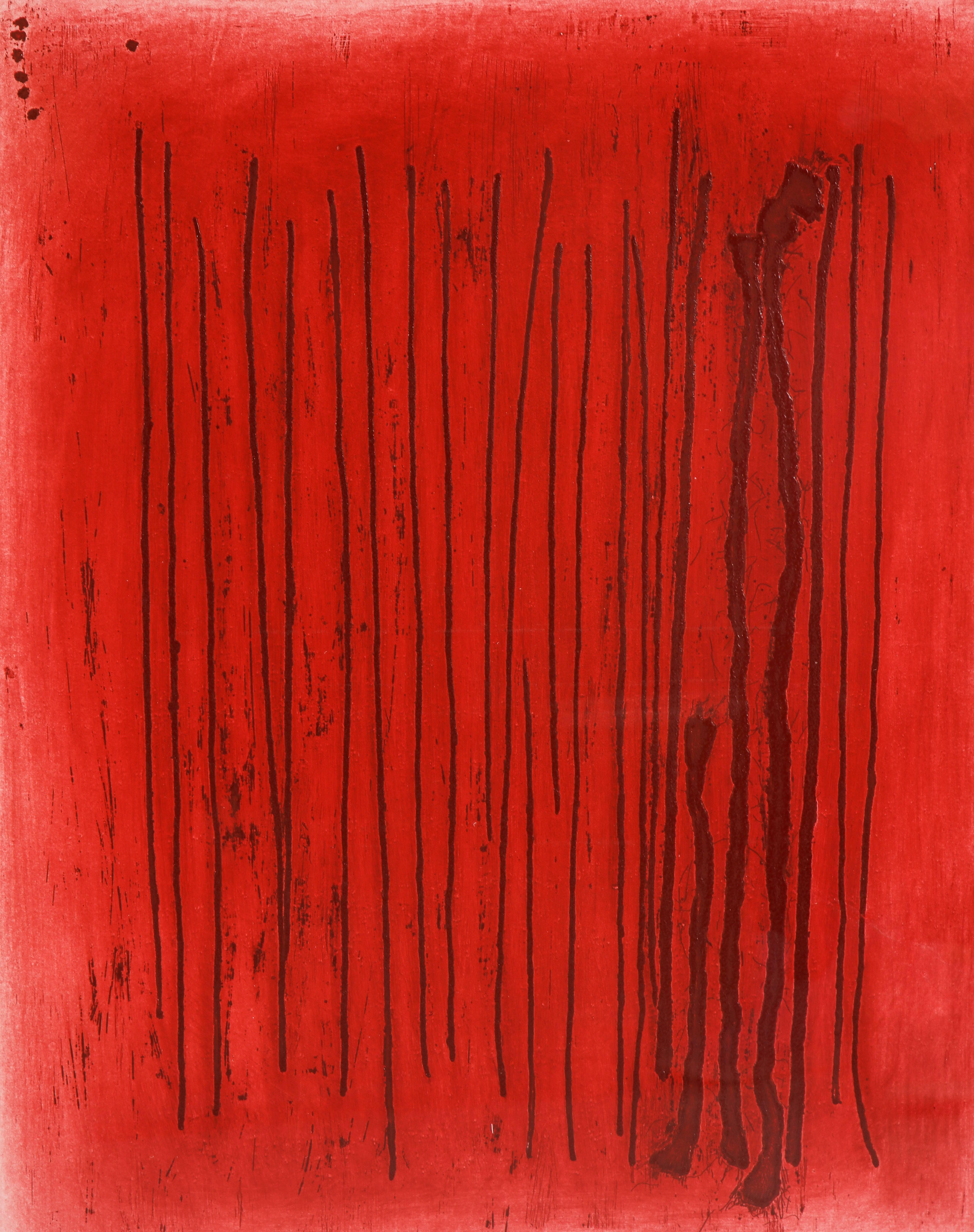 Lithographie abstraite « Red Echo » d'Adja Yunkers, signée en vente 2