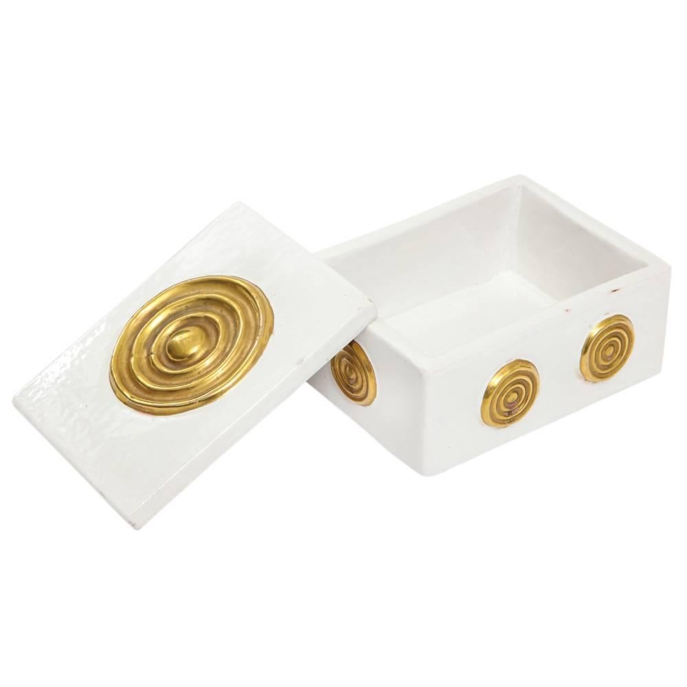 Italian Zaccagnini Box, Ceramic, White, Gold, Signed