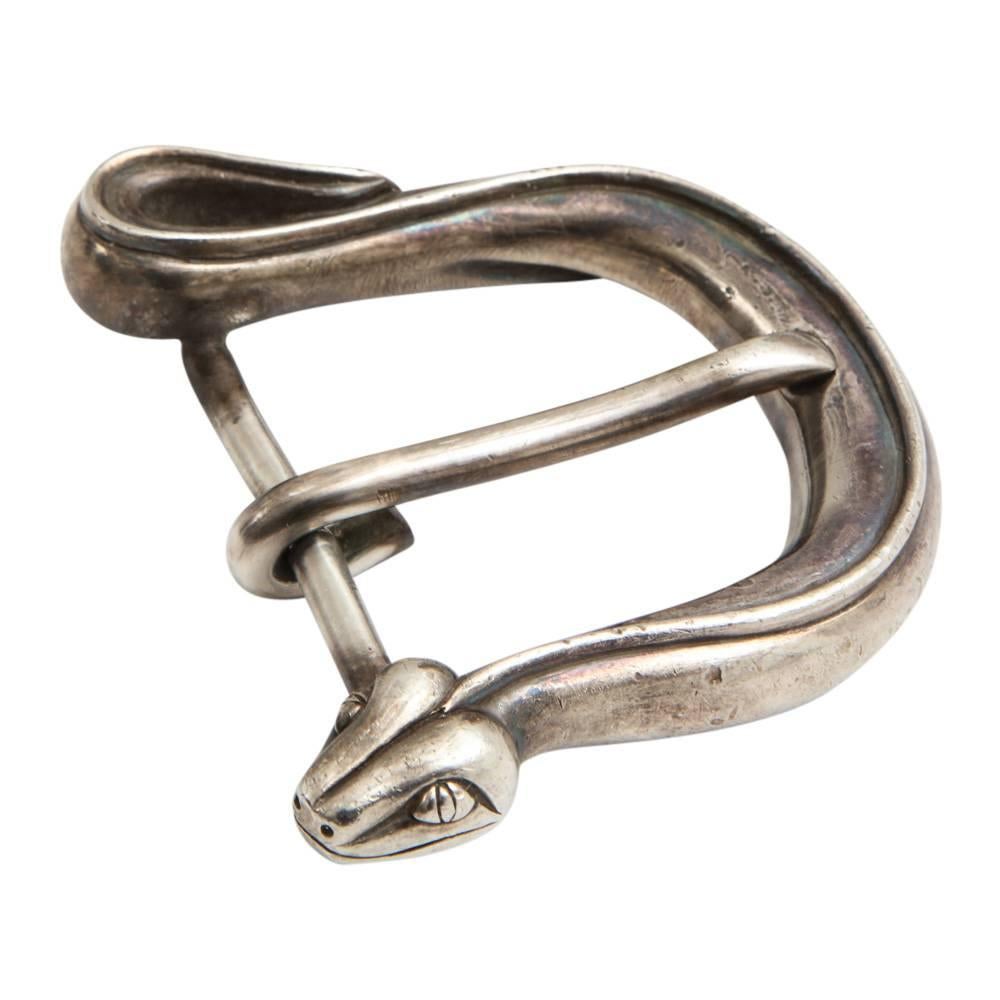 Barry Kieselstein- cord belt buckle, sterling silver, snake, signed. Hallmarked: 234 ©B. Kieselstein-Cord, 1994.