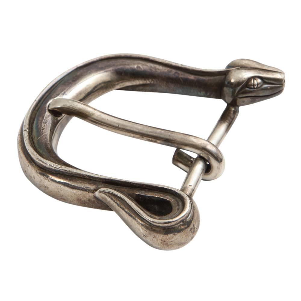 Barry Kieselstein-Cord Belt Buckle, Sterling Silver, Snake, Signed In Good Condition In New York, NY