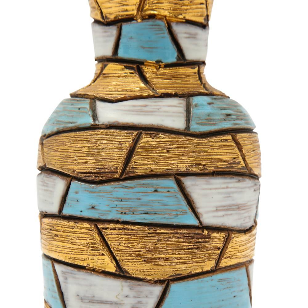 Fratelli Fanciullacci Vase, Ceramic, Blue, Gold, White, Mosaic, Signed 2