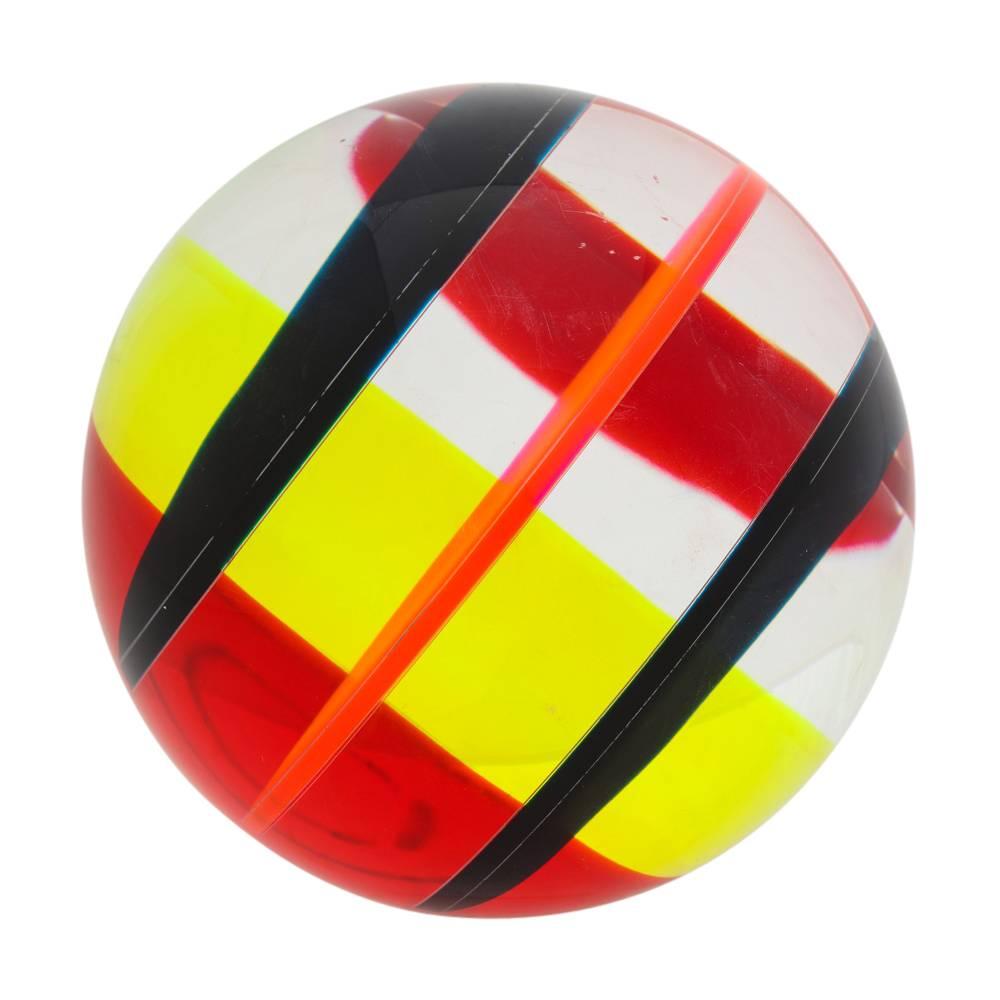 Late 20th Century Vasa Mihich Sphere, Cast Acrylic, Red, Pink, Yellow, Black, Abstract, Signed