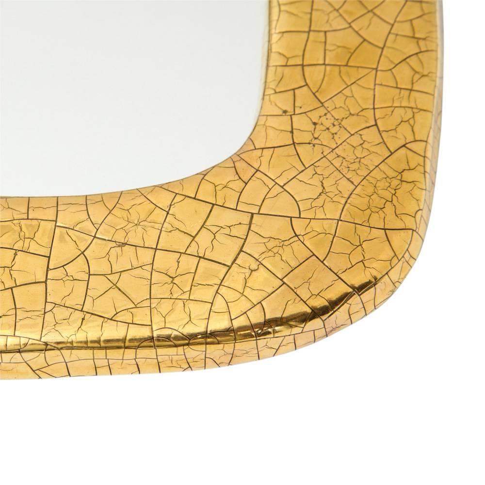 Mithé Espelt Mirror, Ceramic, Gold Crackle In Good Condition In New York, NY