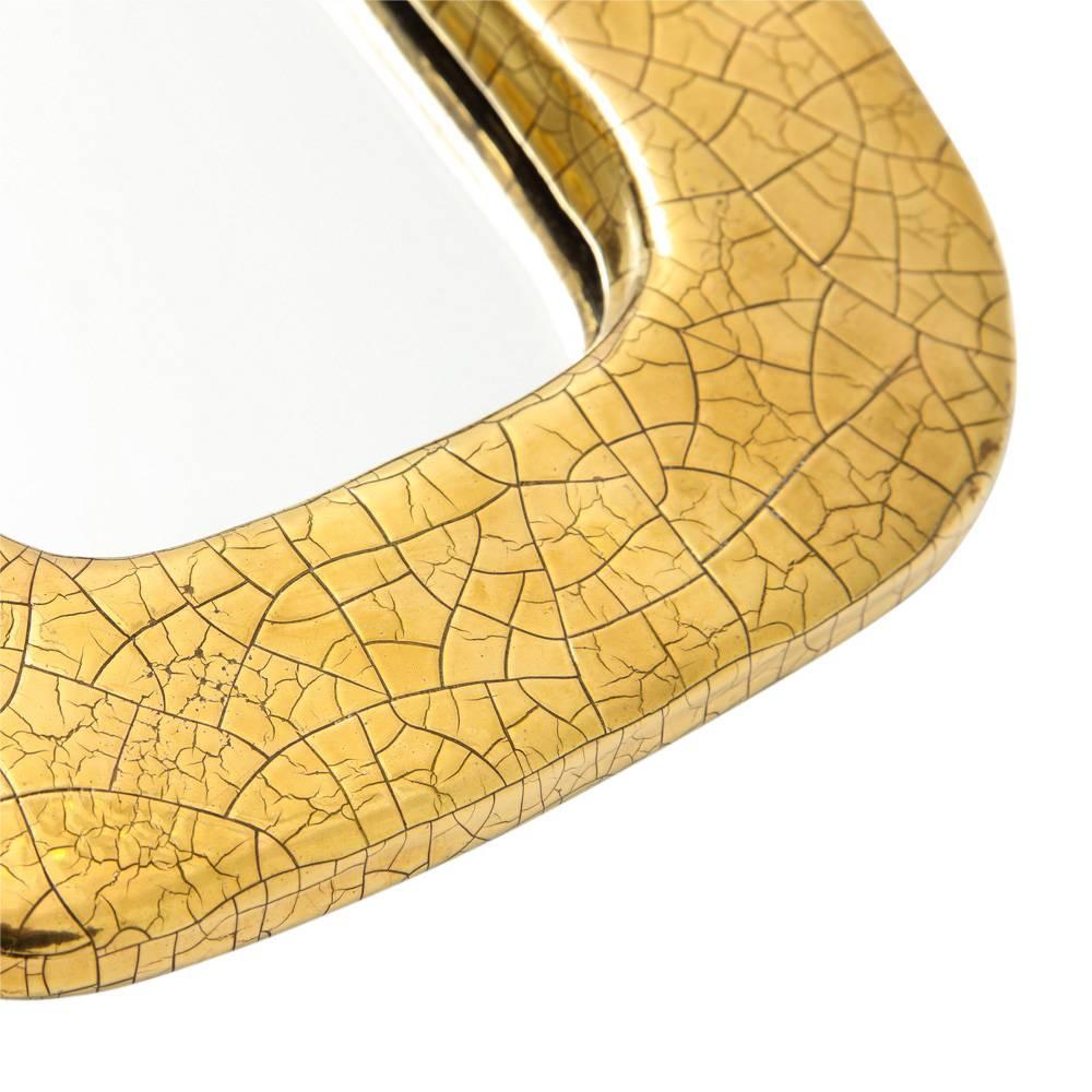 Late 20th Century Mithé Espelt Mirror, Ceramic, Gold Crackle