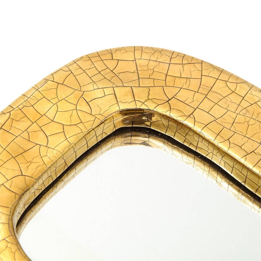 Glazed Mithé Espelt Mirror, Ceramic, Gold Crackle