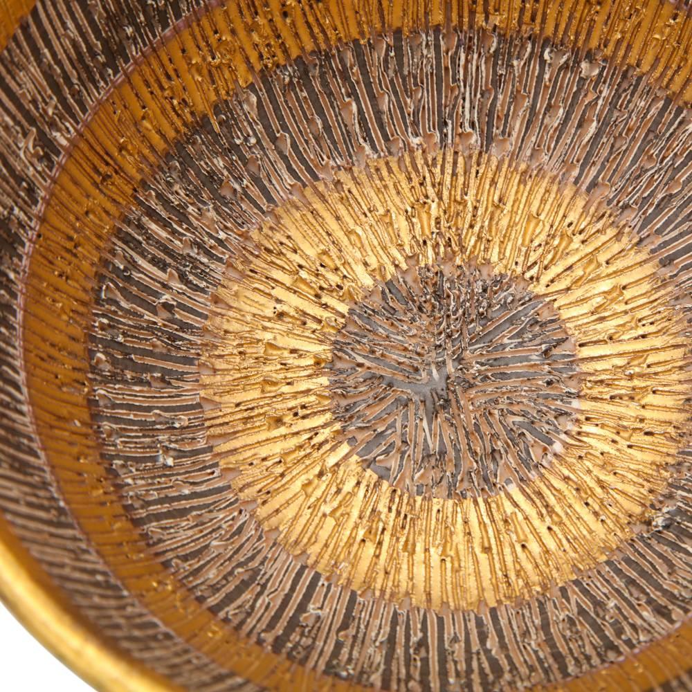 Bitossi Ceramic Bowl Gold Seta Bowl Signed, Italy, 1960s 1