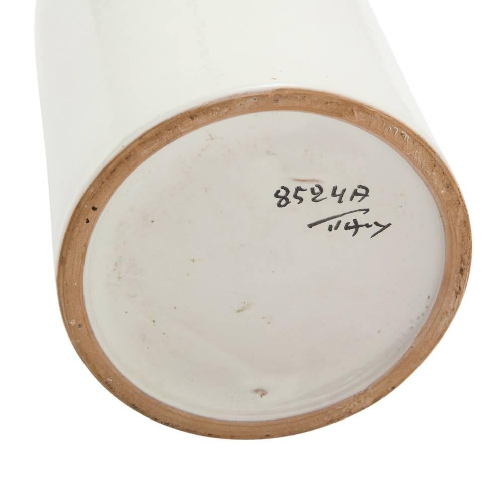 Bitossi Vase, Ceramic, White, Metallic Gunmetal, Signed For Sale 2