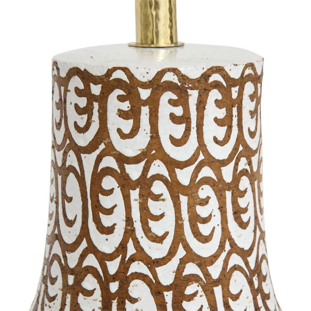Zaccagnini Lamp, Ceramic, Brown, White, African, Signed In Good Condition In New York, NY