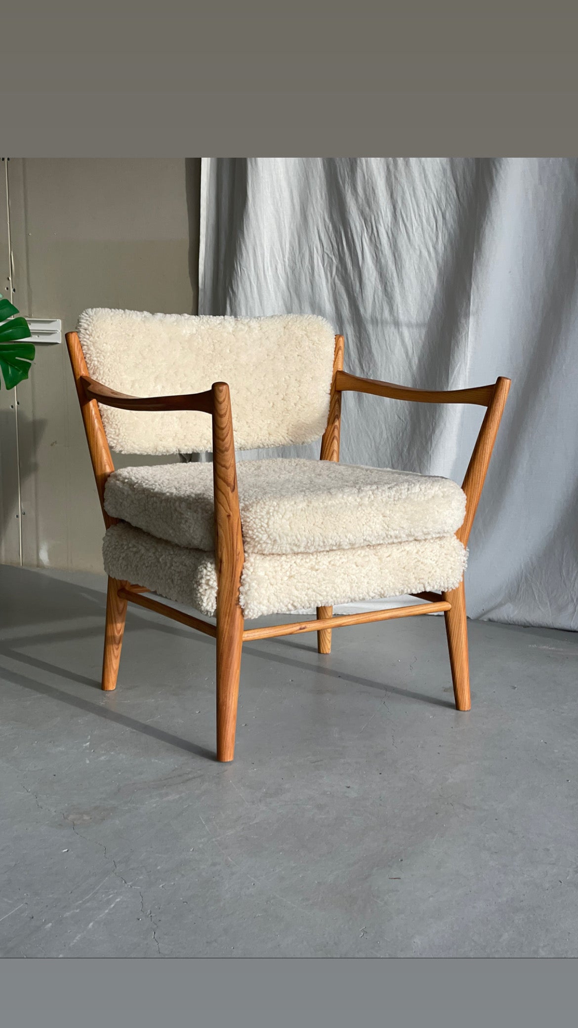  Fredrik Kayser & A. Relling Sheepskin Lounge Chair, Scandinavia, Norway 1950s