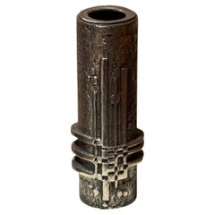 Brutalist Cast Stainless Steel Vase  by Olav Joa, Norway 1970s