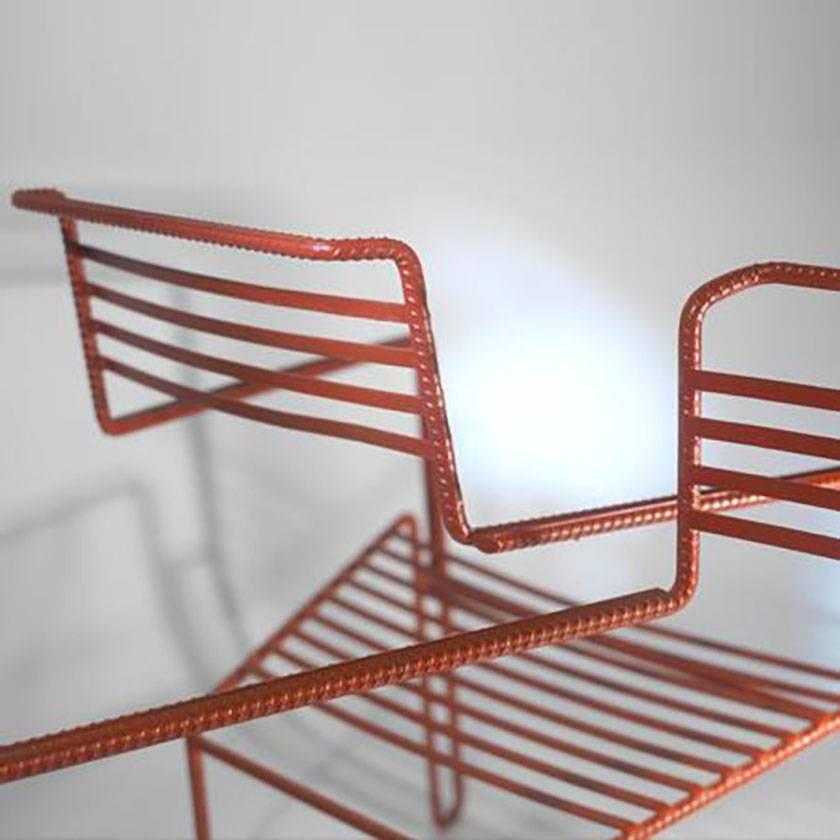 Iconic armchair by Costa Coulentianos (1918- 1995), 
1990.
Folded and painted steel.
Signed with the monogram and numbered on the back. 
Numbered on 90. 
In good condition.

Exhibitions: Benaki Museum, "Coulentianos: The Last of the