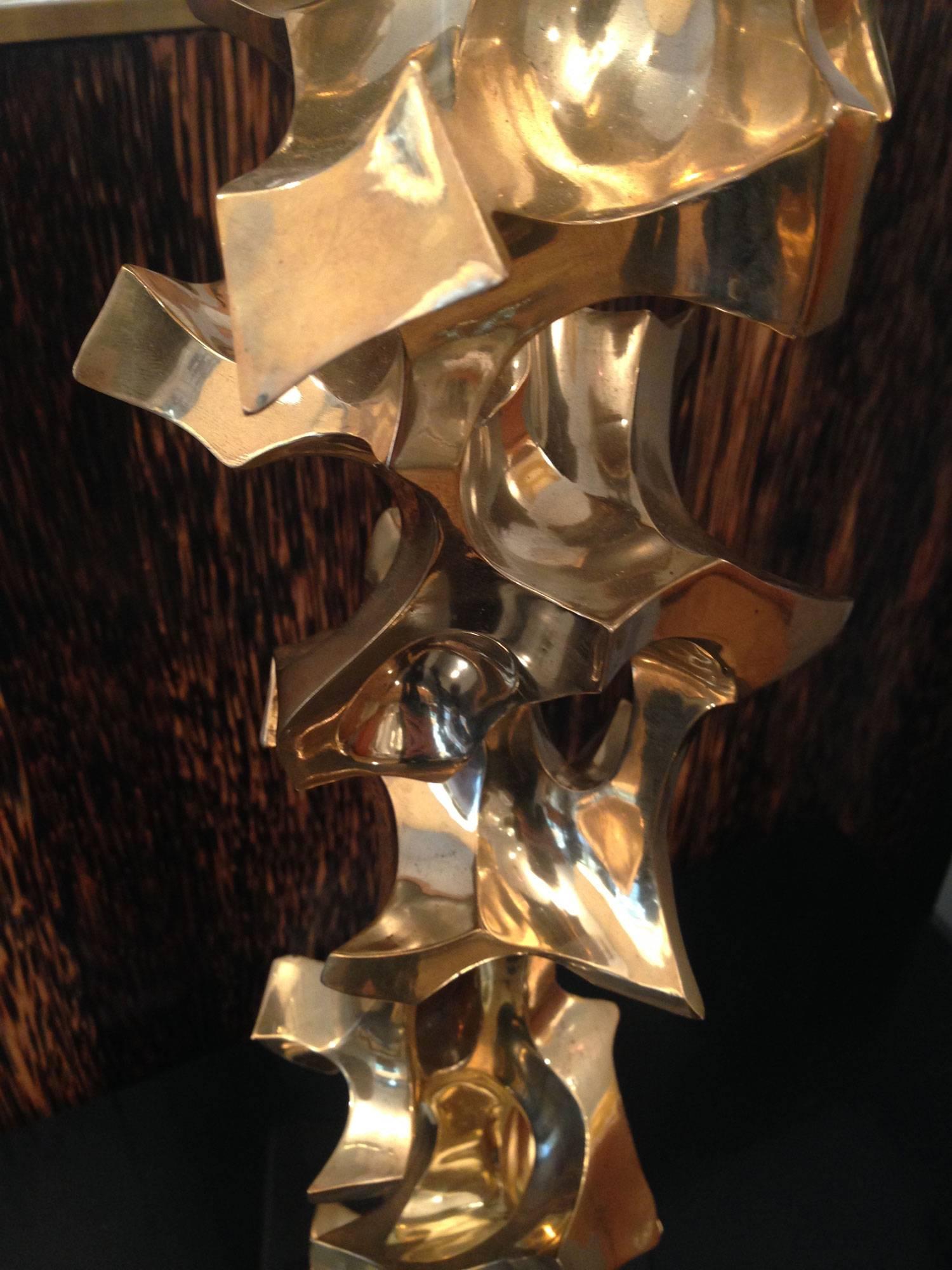 Totemic Sculpture in Polished Bronze by François I. Kovacs, 1972 In Good Condition For Sale In Paris, FR