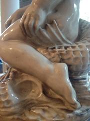 Glazed Ceramic Sculpture "Child with fish" in the Style of Louis Sue, circa 194