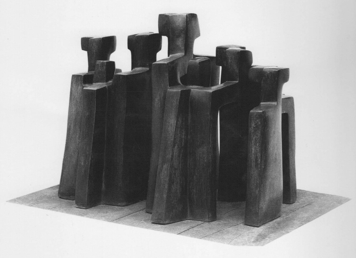 Mid-Century Modern Historical Bronze Sculpture by Parvine Curie, 1972 For Sale