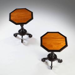 Fine Pair of Late 19th Century Ebony and Satinwood Occasional Tables