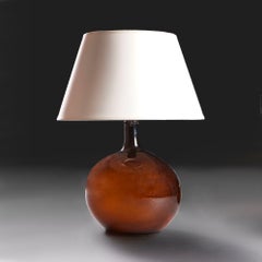 Vase français du 19ème siècle en verre ambré transformé en lampe