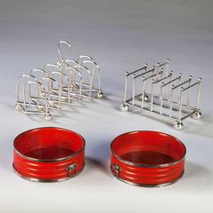 Pair of Regency Red Papier Mâché Wine Coasters