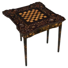 A Rare 18th Century Anglo Chinese Black Lacquer Chinoiserie Folding Games Tables