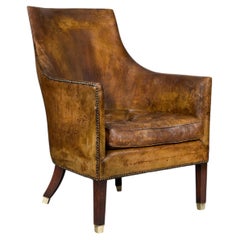 Fauteuil de bibliothèque en cuir de style édouardien, début du XXe siècle
