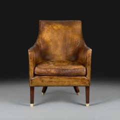 An Early 20th Century Edwardian Leather Library Chair