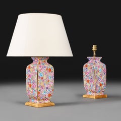 A Pair of 19th Century Japanese Ceramic Floral Vases as Lamps