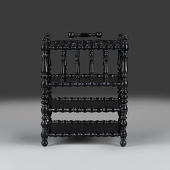 A Victorian Ebonised Bobbin Magazine Canterbury