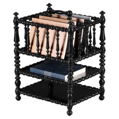 A Victorian Ebonised Bobbin Magazine Canterbury