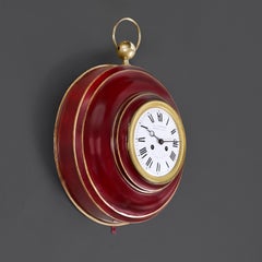 A 19th Century French Red Metal Painted Toleware Wall Clock