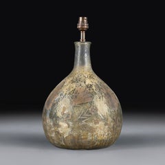 A 20th Century French Mercury Glass Floral Etched Vase as a Lamp