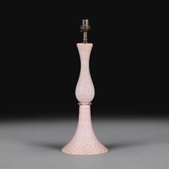 A 20th Century Italian Pink and Gold Murano Bullicante Glass Lamp