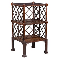 An Edwardian Chippendale Revival Lattice Etagere Table