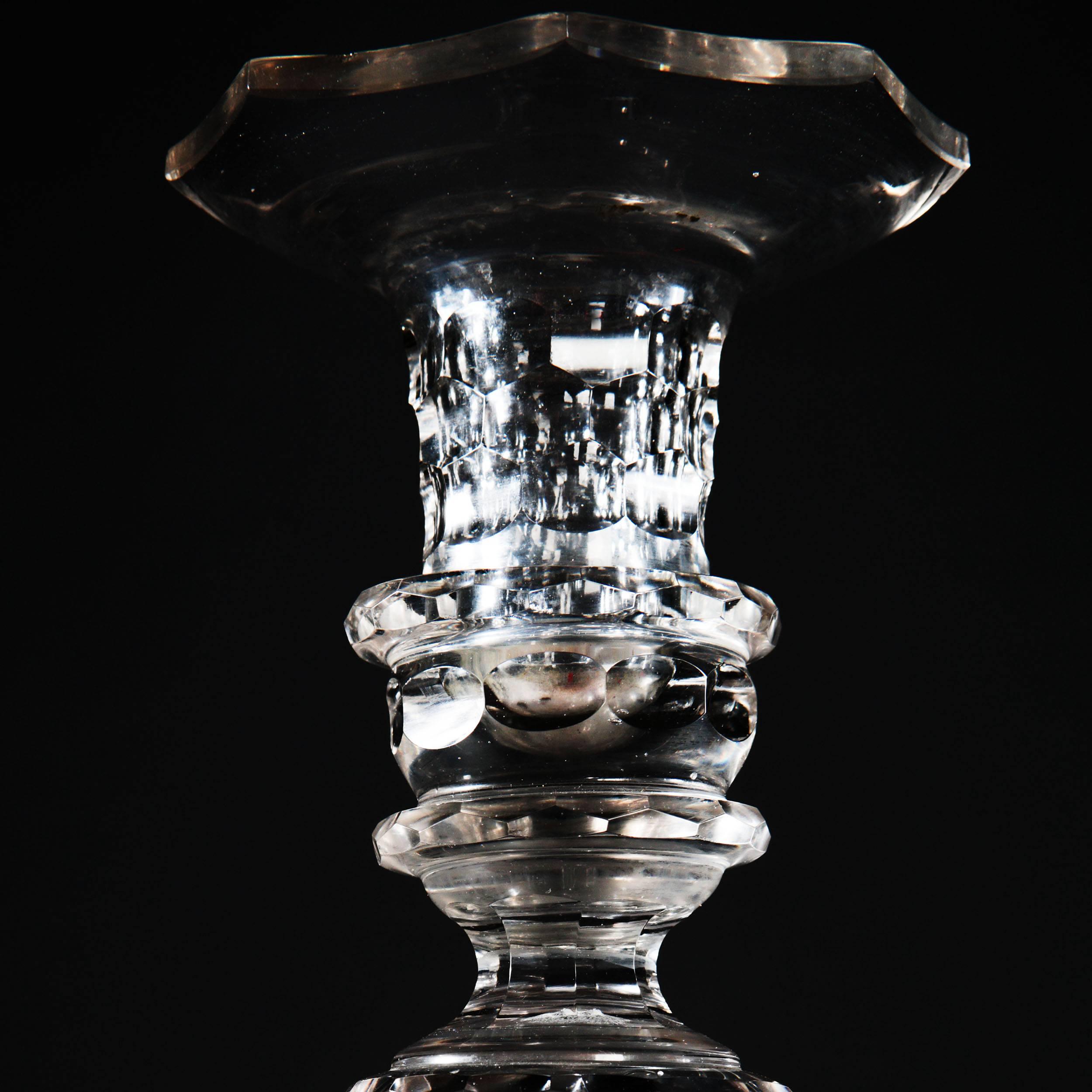 English Fine Glass Candlestick of Large-Scale