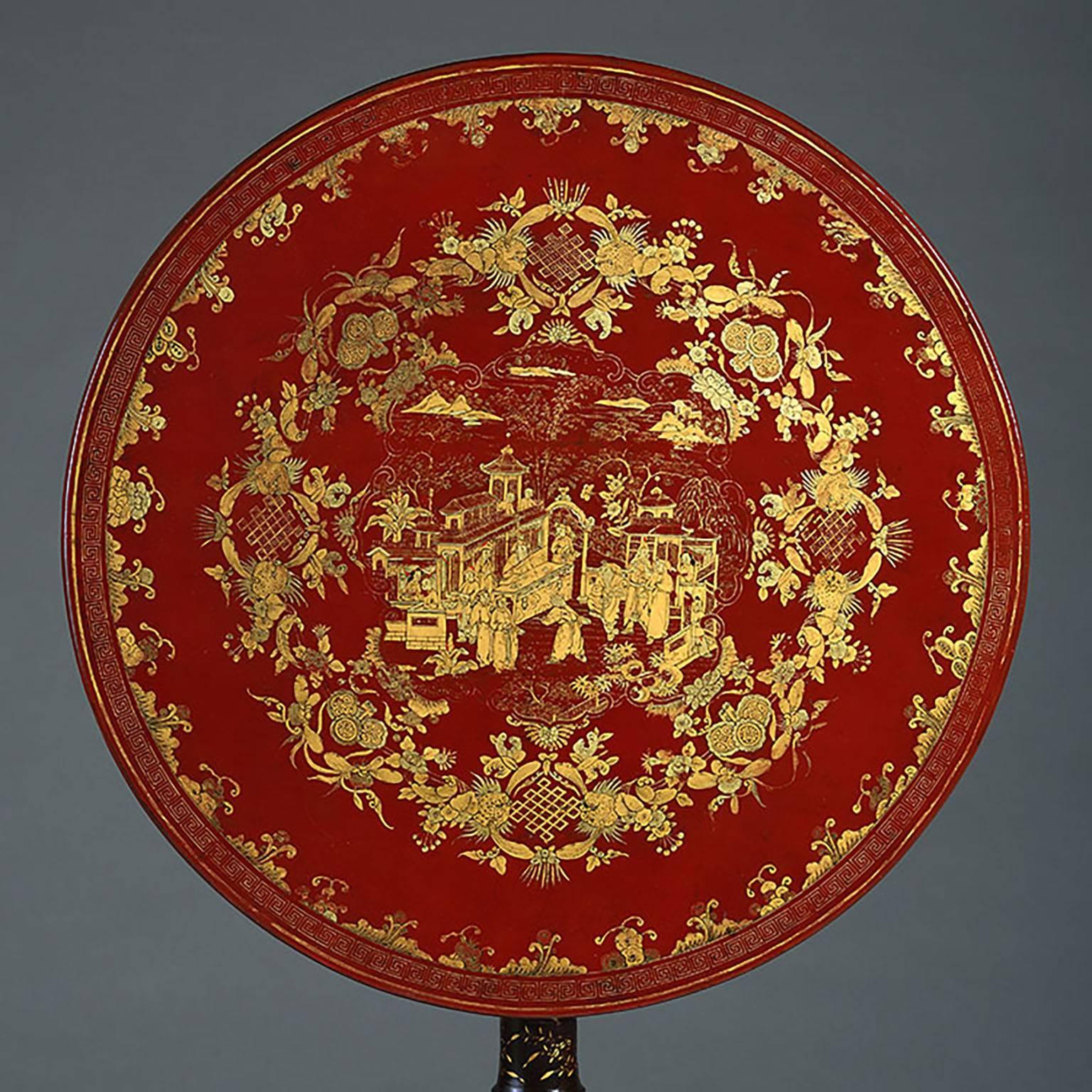 Chinese Fine 19th Century Canton Lacquer Occasional Table