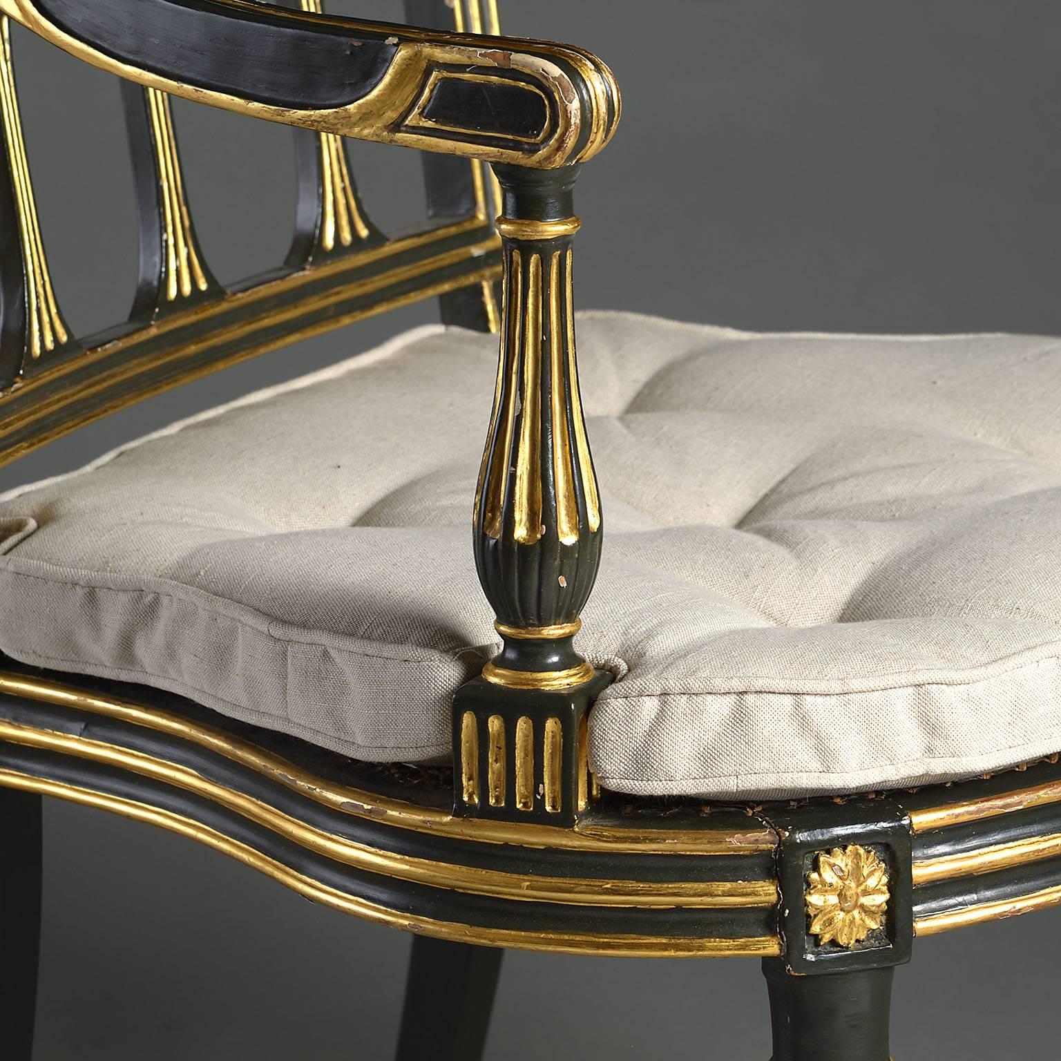 Early 19th Century Ebonized and Gilded Armchair 1