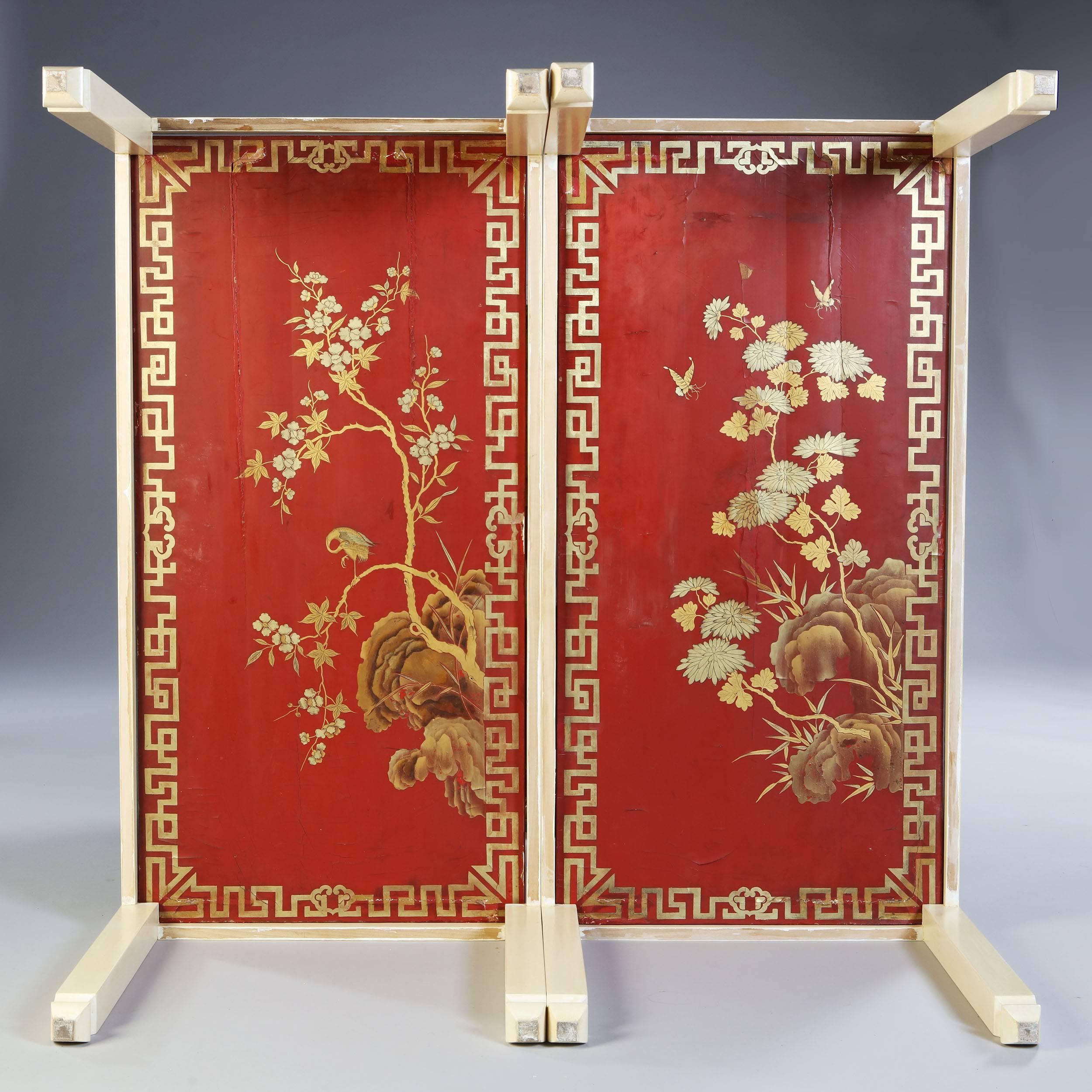 Fine Pair of Red Lacquer Panels as Low Tables In Good Condition In London, GB