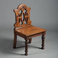 Unusual Pair of Jacobean Revival Hall Chairs