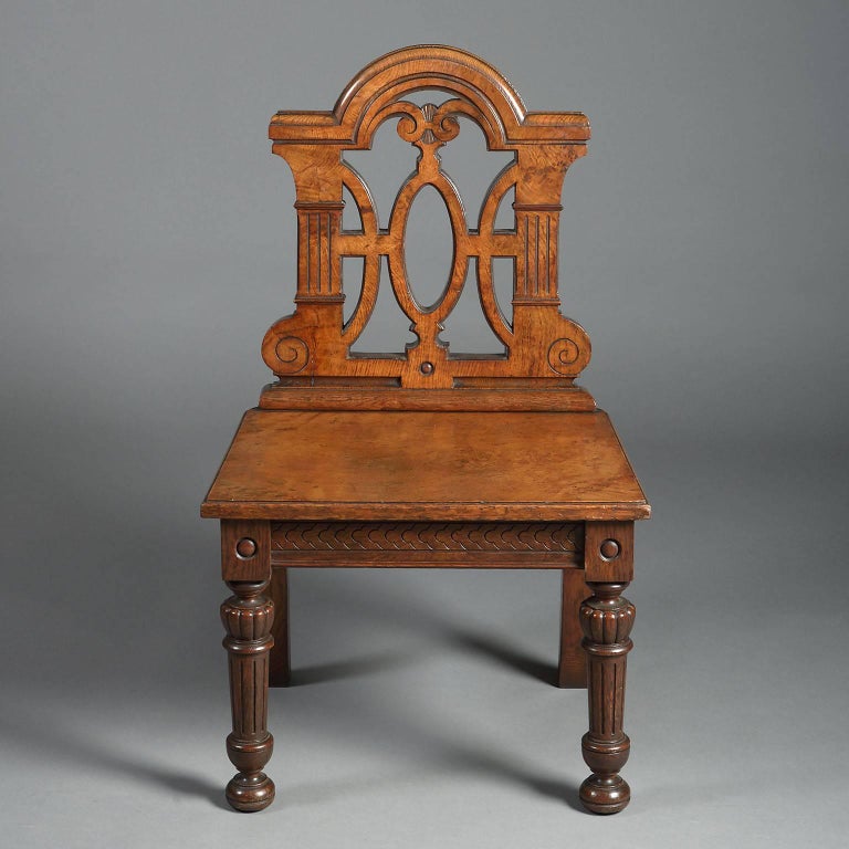 Unusual Pair of Jacobean Revival Hall Chairs at 1stDibs