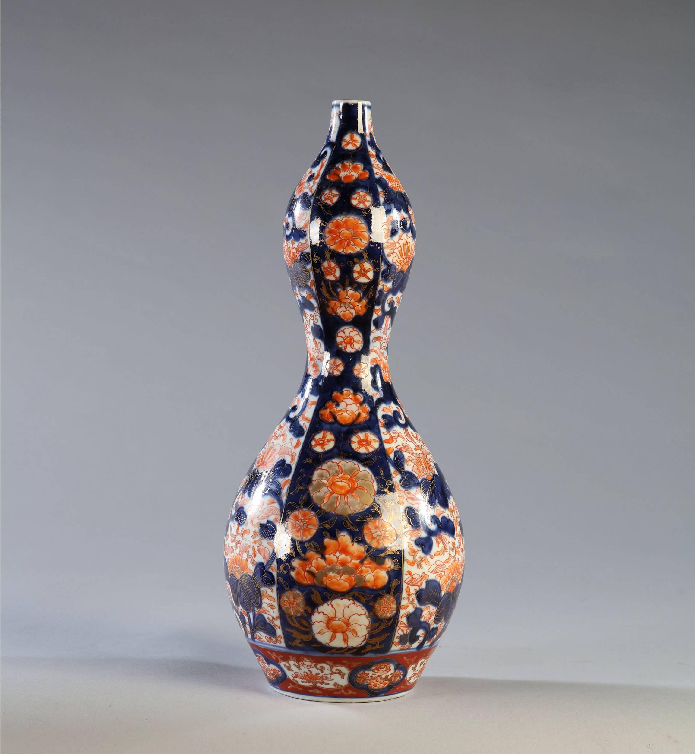Japanese Pair of 19th Century Imari Gourd Lamps
