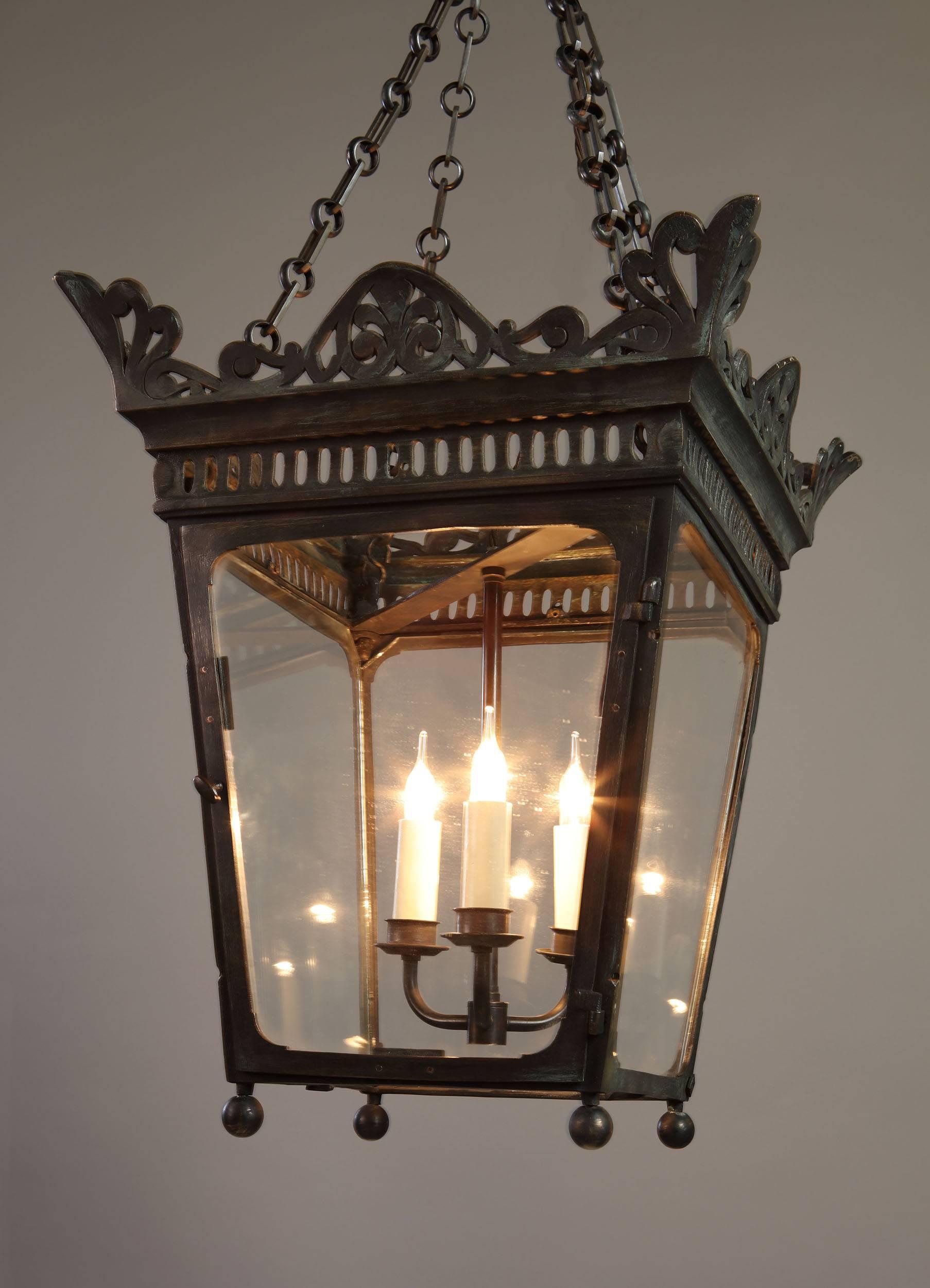 English Early 19th Century Bronze Hanging Lantern