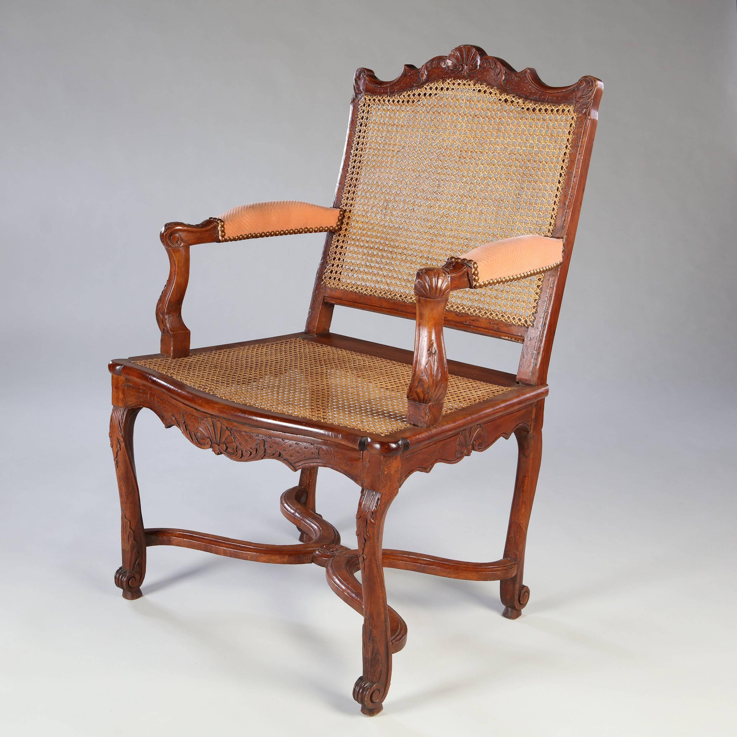 French Pair of Walnut Caned Bergeres