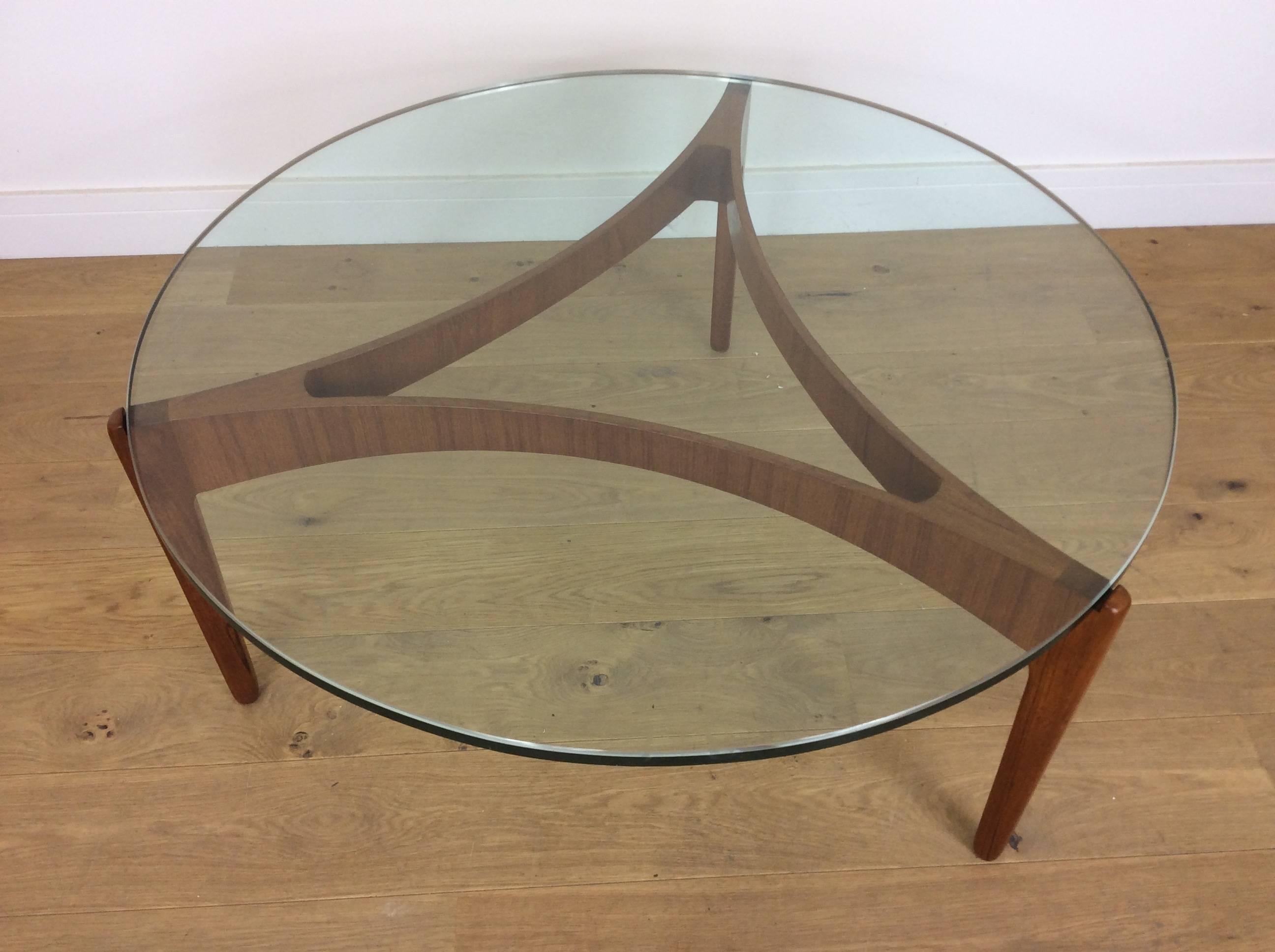 Mid-Century Modern design at its best.
Beautiful teak coffee table designed by Sven Ellekaer, 1961, produced by Christian Linneberg.
This design was used on the James Bond Movie 