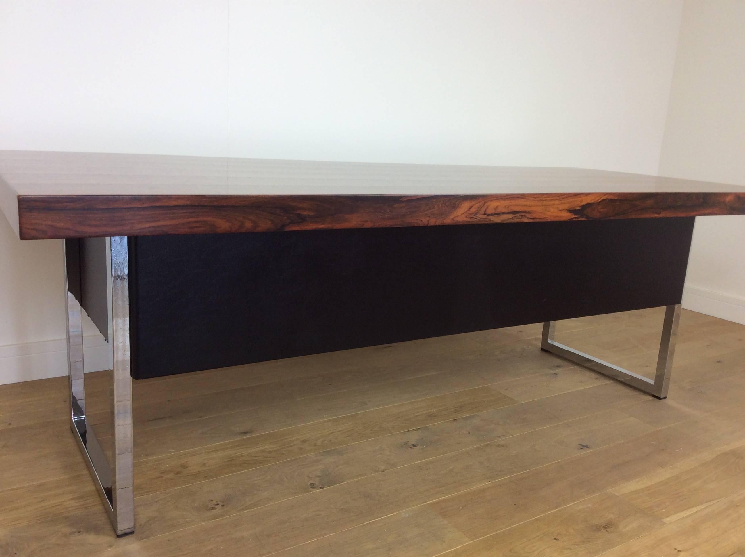 20th Century Midcentury Rosewood and Chrome Executive Desk by Gordon Russell