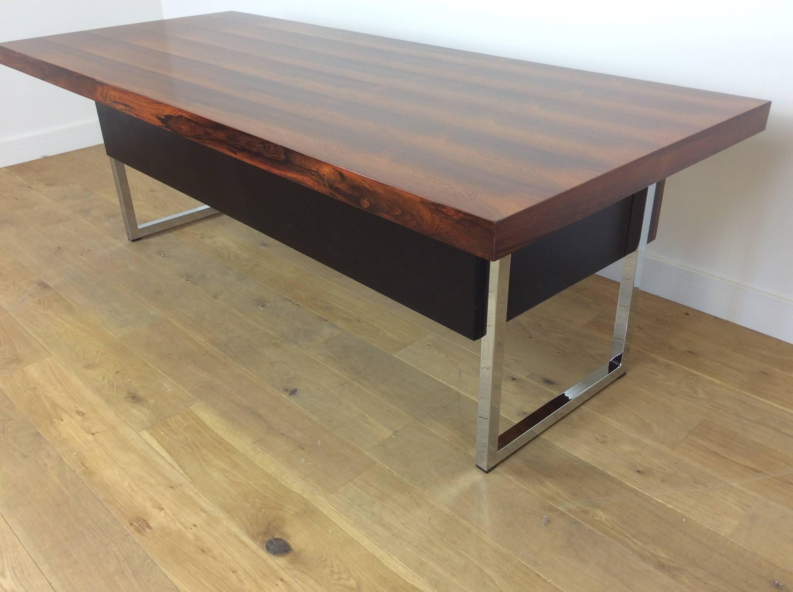 Midcentury Rosewood and Chrome Executive Desk by Gordon Russell 1