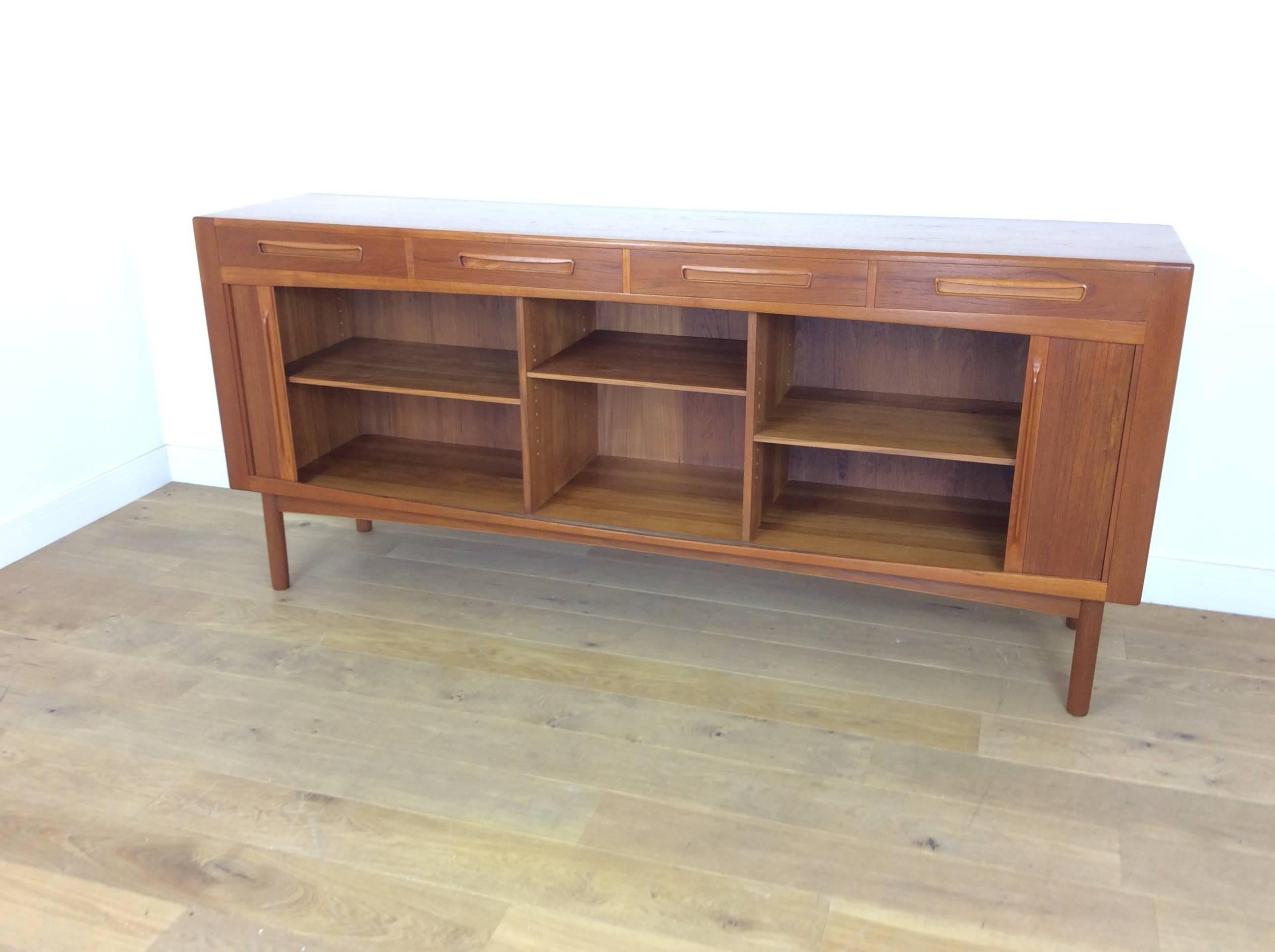 20th Century Midcentury Sideboard Credenza with Tambour Doors by Arne Hovmand Olsen For Sale