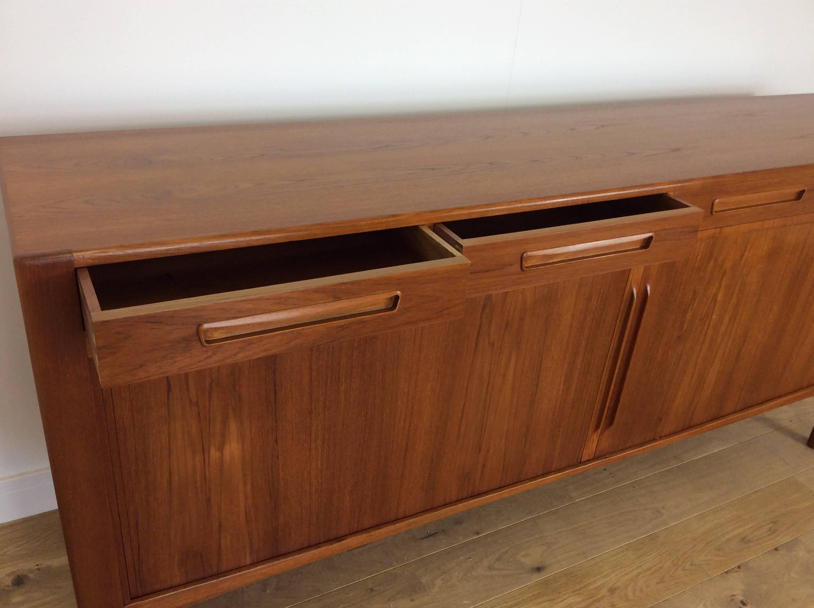 Mid-Century Modern Midcentury Sideboard Credenza with Tambour Doors by Arne Hovmand Olsen For Sale