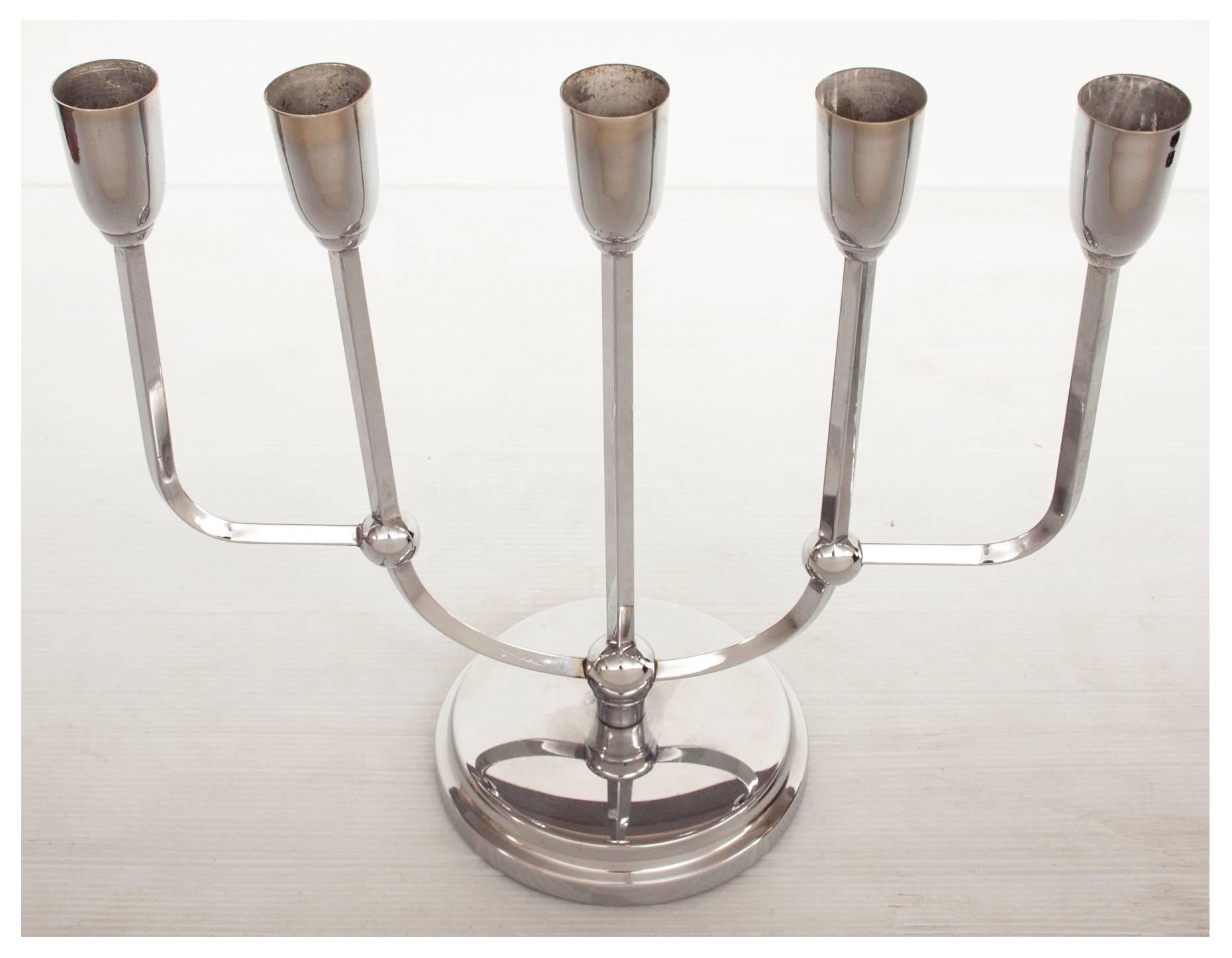 Pair of Art Deco Five-Branch Candelabra In Good Condition In London, GB