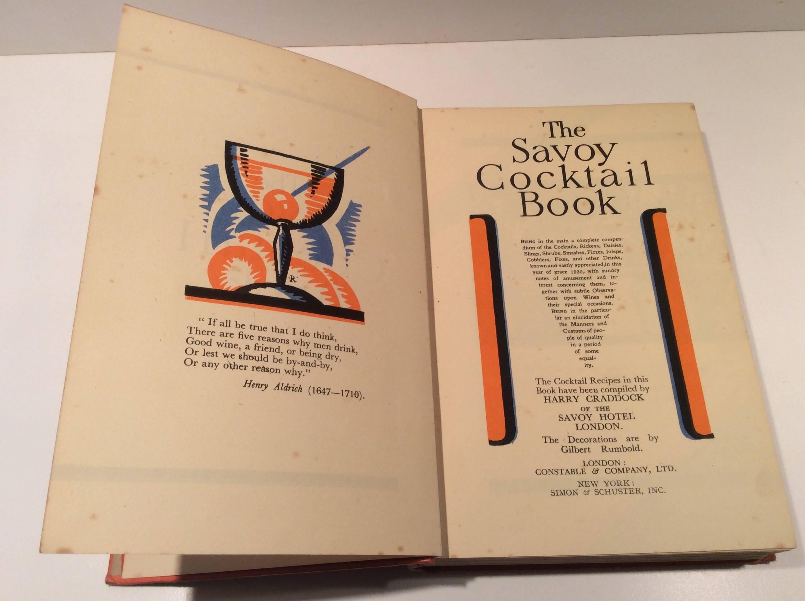 Art Deco Savoy Cocktail Book Very Rare In Good Condition In London, GB